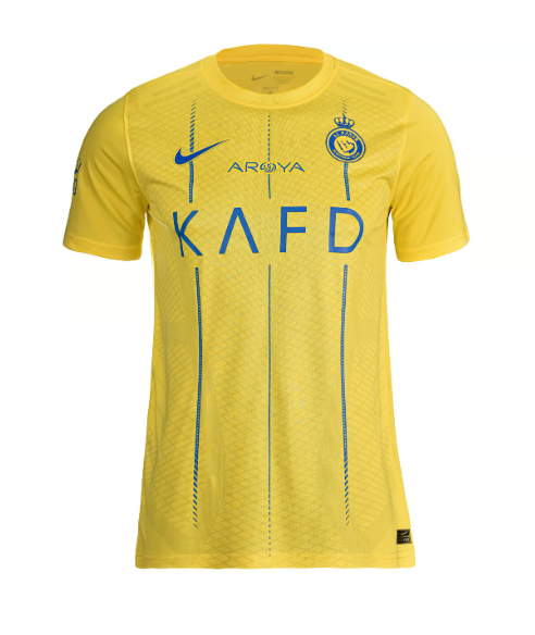 Al-Nassr FC 23/24 Home Shirt – Official Nike Yellow & Blue Jersey